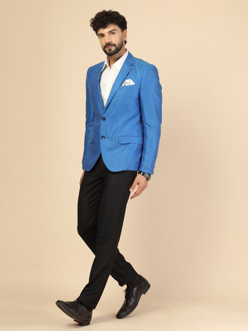Royal Blue linen Jacquard Jacket