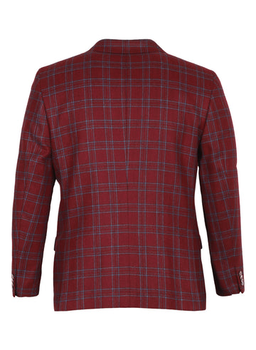 Maroon Tweed Check Notch Collar Jacket