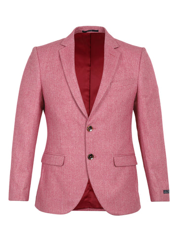 Pink Tweed Solid Notch Collar Jacket