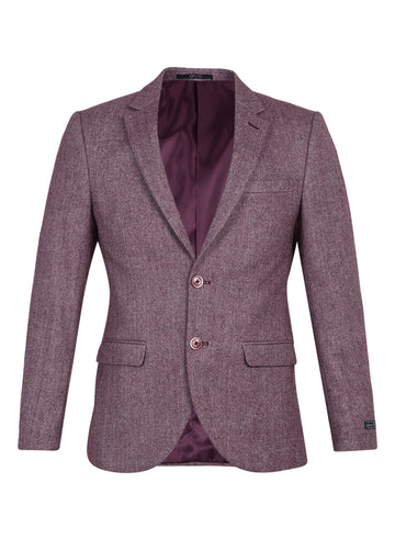 Mauve Tweed Solid Notch Collar Jacket