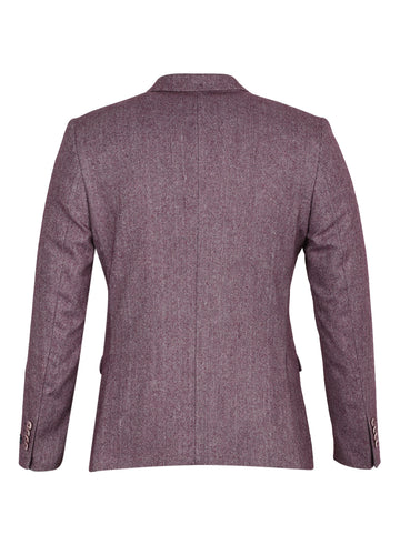 Mauve Tweed Solid Notch Collar Jacket