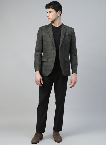 Green Tweed Check Notch Collar Jacket