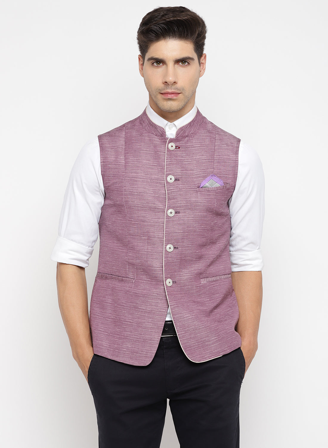 Purple Solid Nehru Jacket