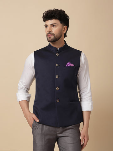 Navy Uncrushable Nehru Jacket