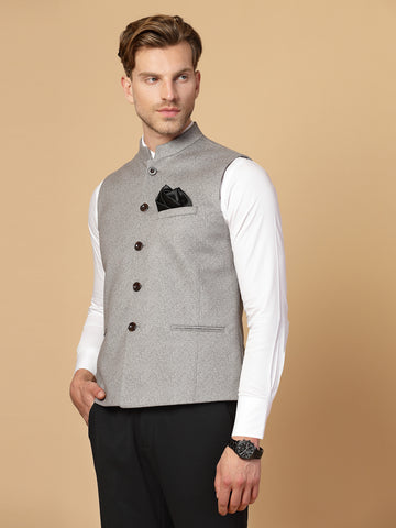 Light Brown Uncrushable Structured Nehru Jacket