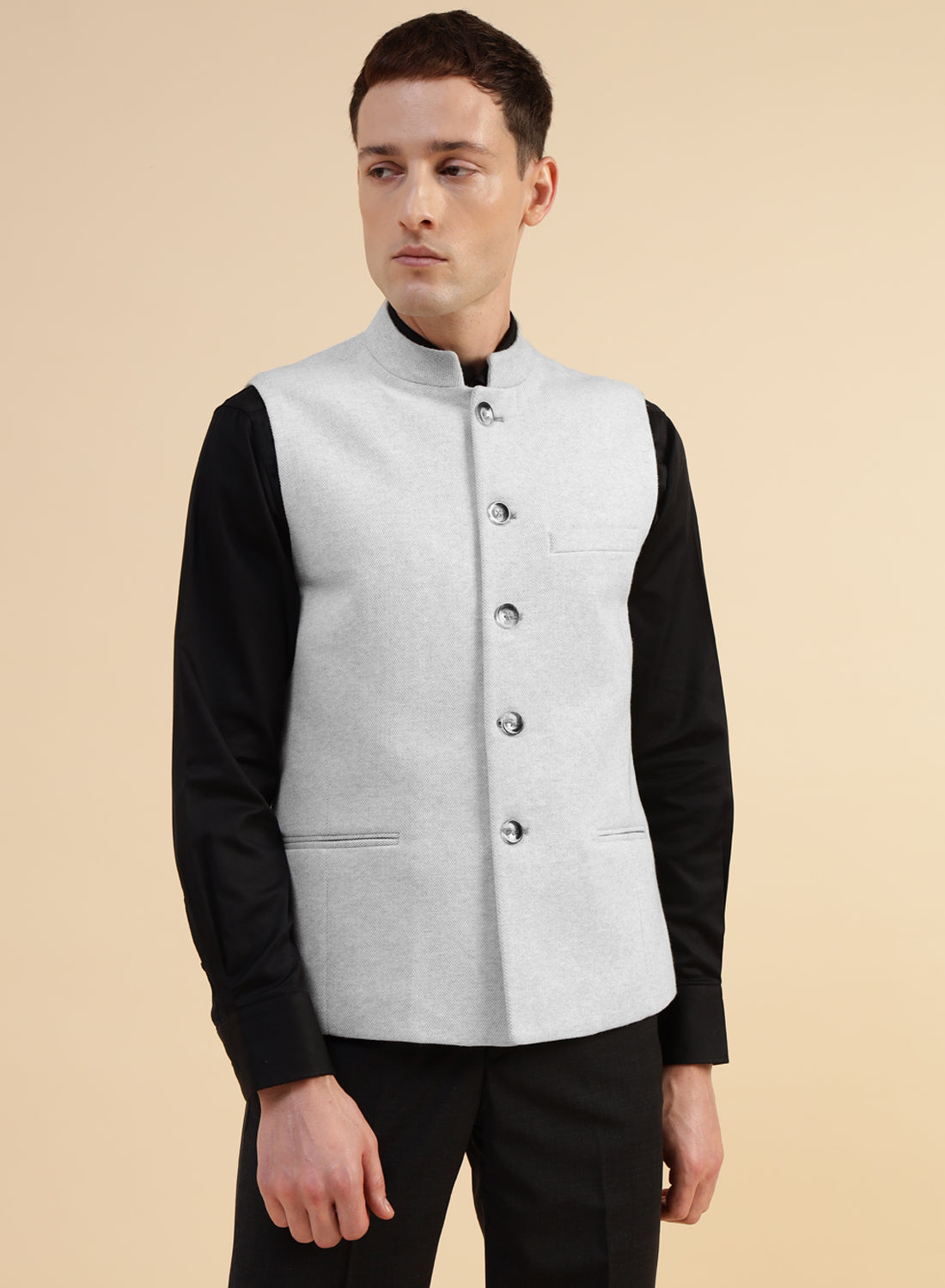 Light Grey Uncrushable Nehru Jacket