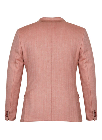 Pink Tweed Solid Peak Collar Jacket