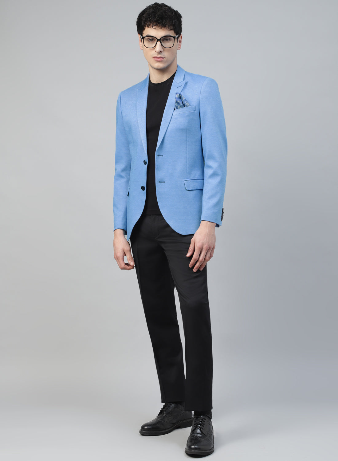 Sky Blue Coat Pant With Black Shirt Sky Blue Uncrushable Smart Jacket