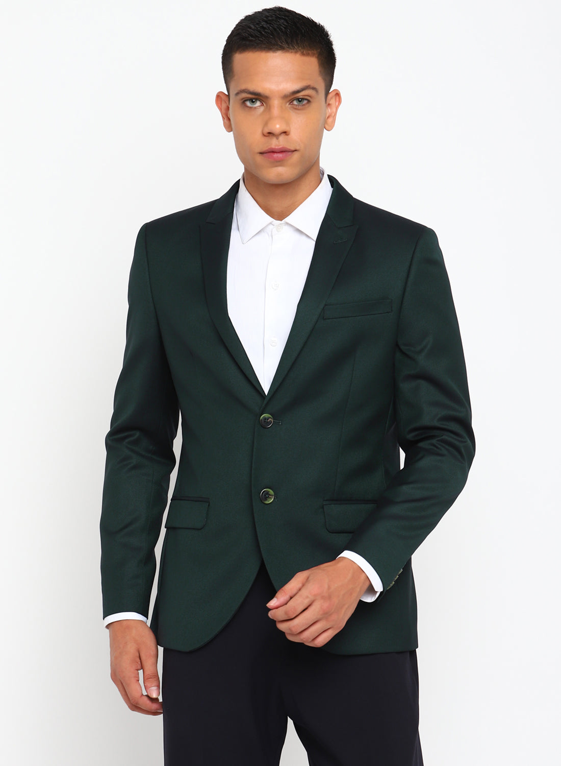 Dark Green Birds Eye Peak Color Formal Jacket