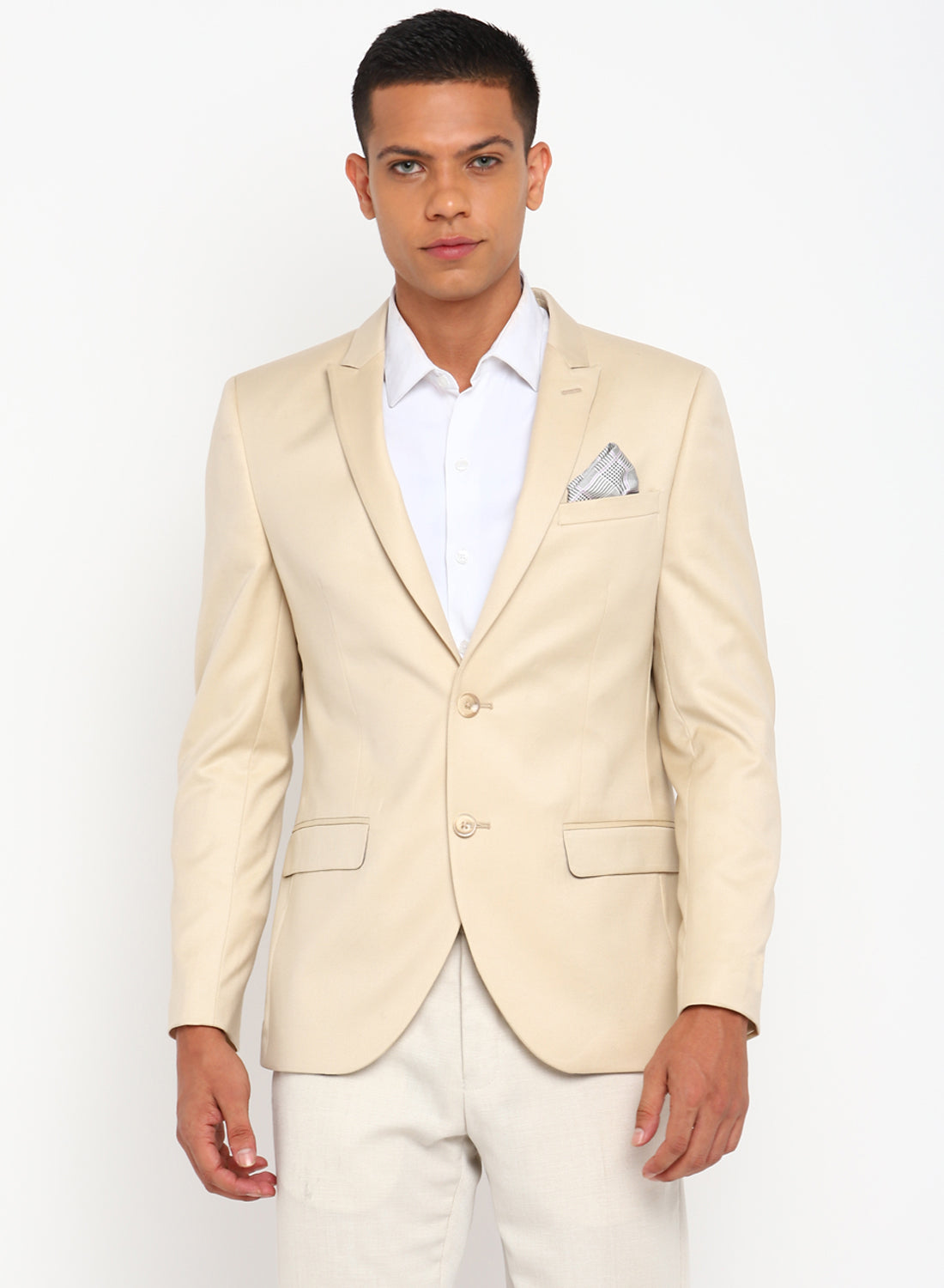 Beige Birds Eye Peak Color Formal Jacket