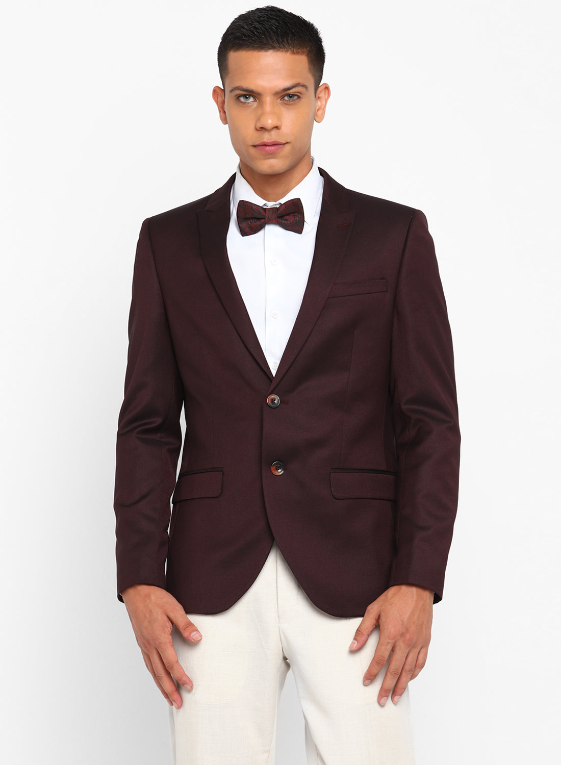 Maroon Birds Eye Peak Color Formal Jacket