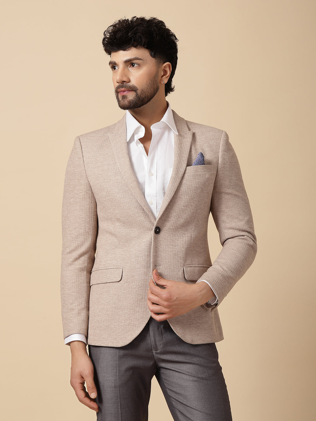 Beige Uncrushable Structured Jacket