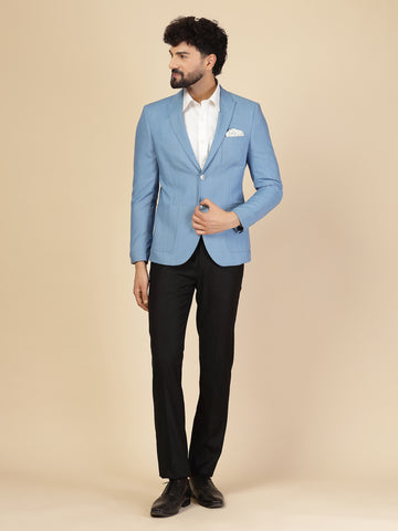 Blue Linen Structured Jacket