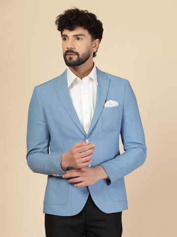 Blue Linen Structured Jacket