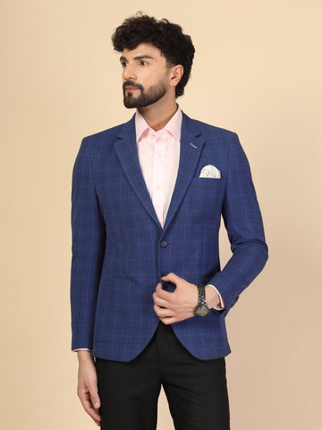 White & Blue Cotton Linen Printed Jacket