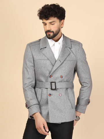 Light Grey Uncrushable Structured Short Coat