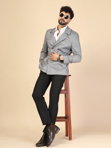 Light Grey Uncrushable Structured Short Coat