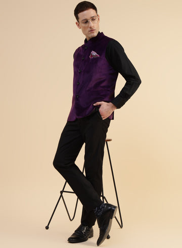 Purple Velvet Nehru Jacket