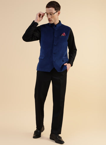 Royal Blue Velvet Nehru Jacket