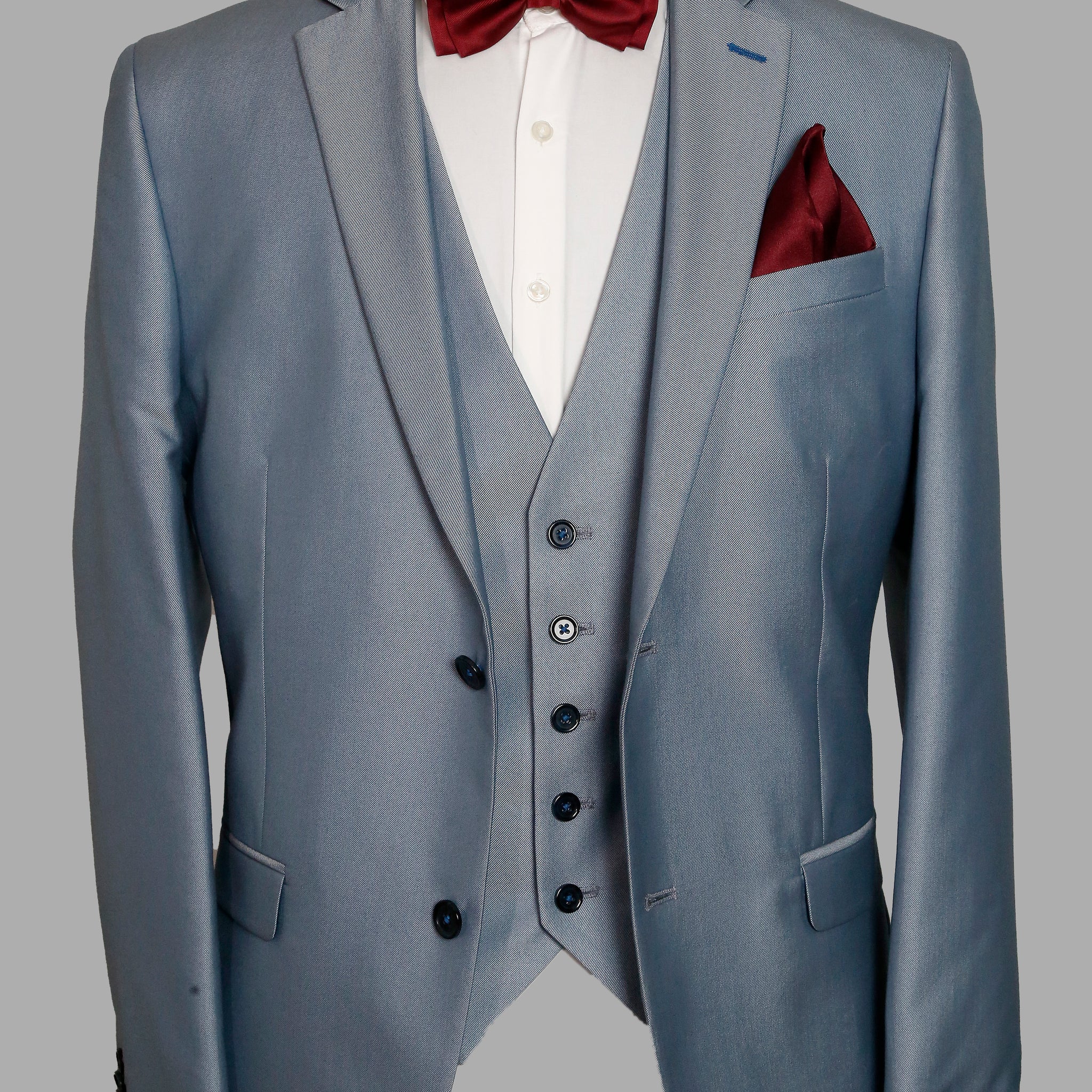 Blue Solid Designer Notch Collar Suit