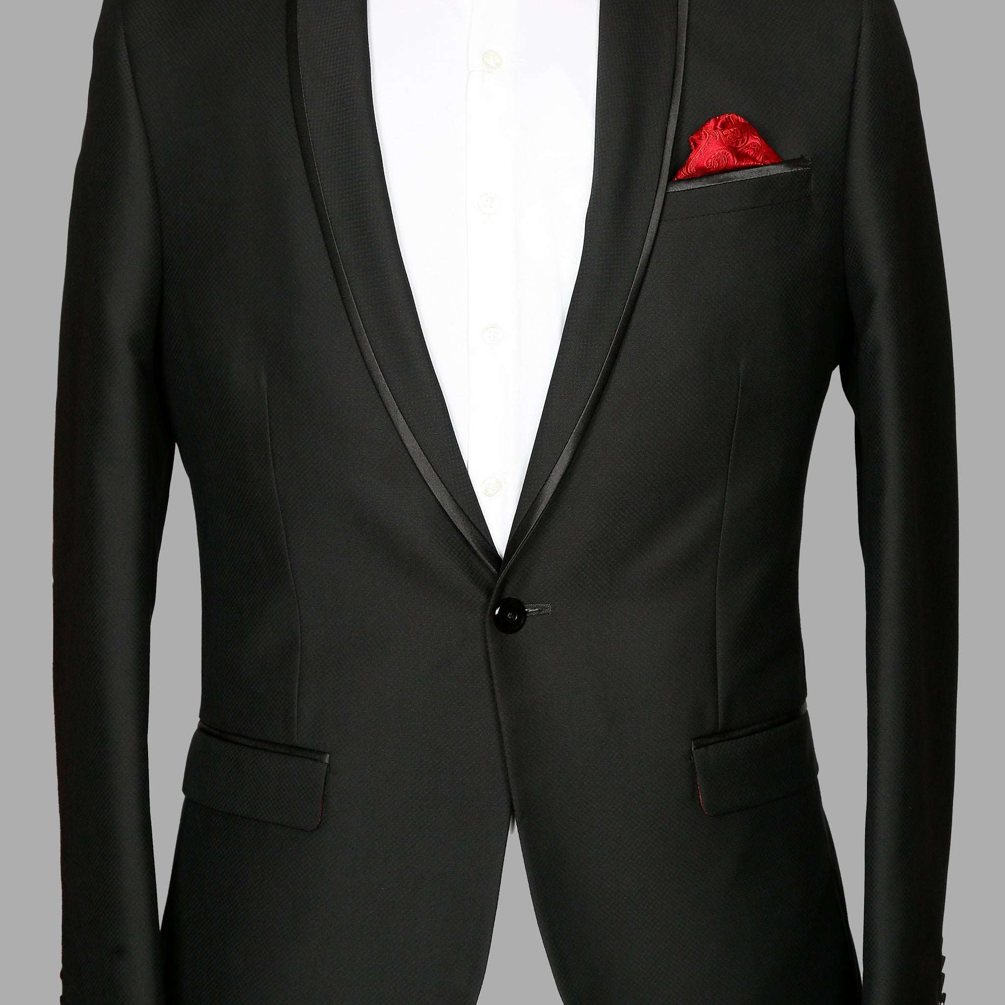 Black Solid Designer Shawl Collar Suit