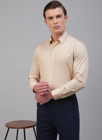 Light Yellow Cotton Printed Full Sleeve Shirt