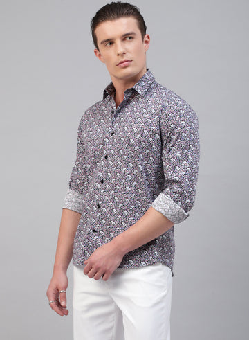 Multicolor 100% Cotton Printed Casual Shirt