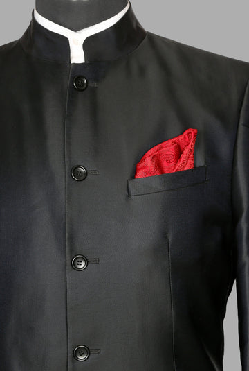 Black Solid Designer Bandhgala Suit