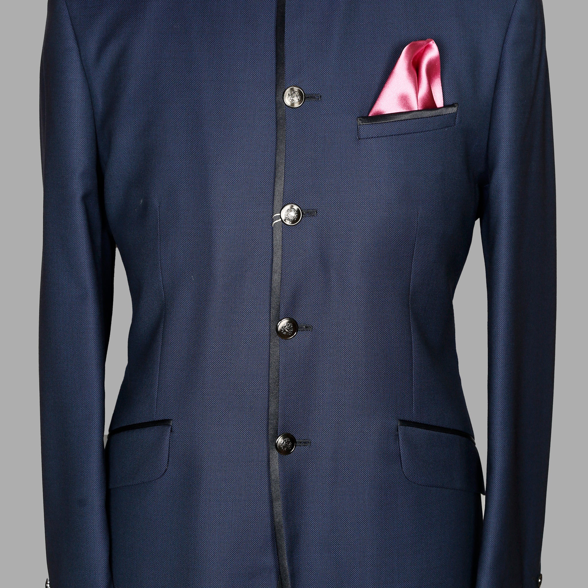 Navy Solid Designer Bandhgala Suit