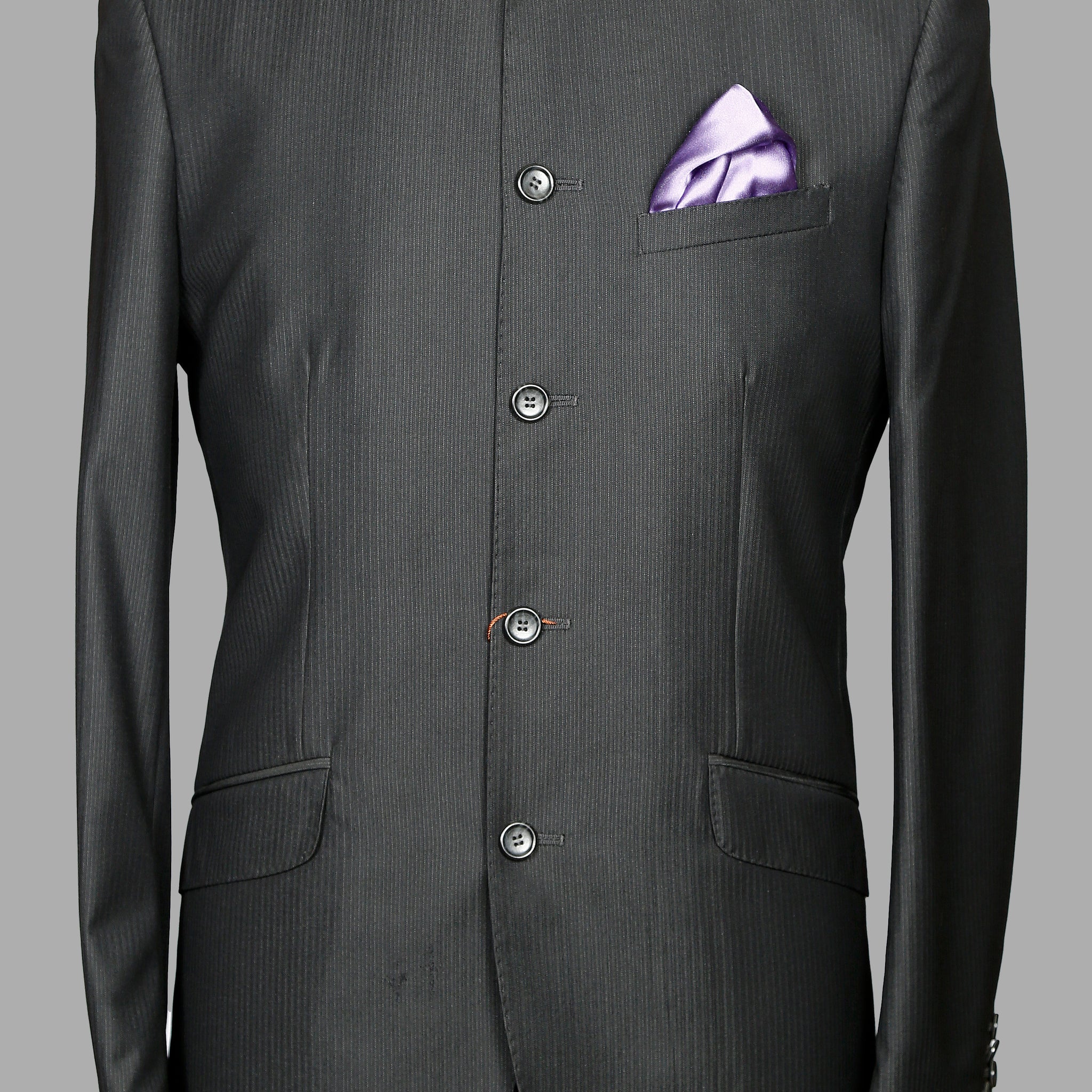 Charcoal Solid Designer Bandhgala Suit