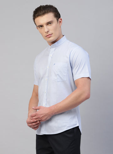 Light Blue 100% Cotton Stripe Casual Shirts