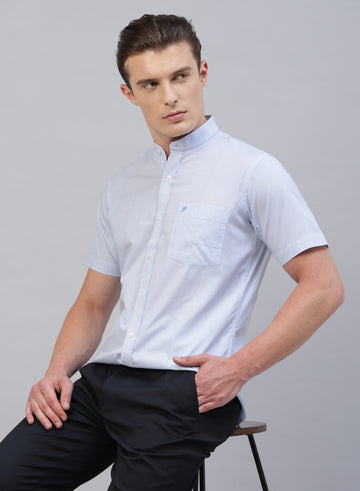Light Blue 100% Cotton Stripe Casual Shirt