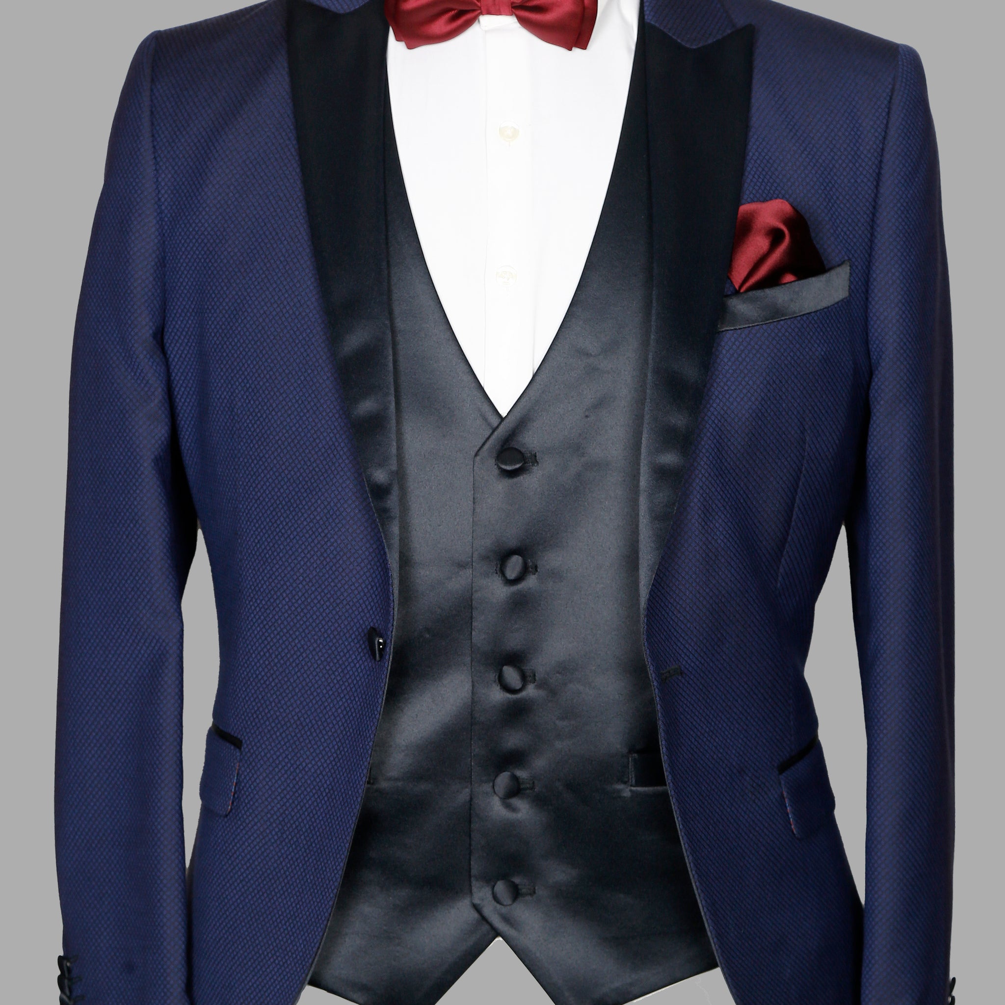 Navy Textured Designer Suit