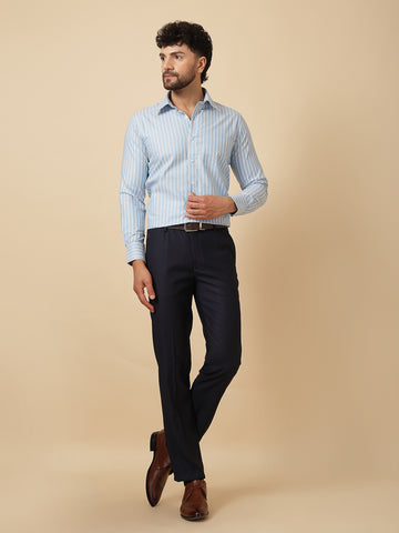 Light Blue 100% Cotton Stripe Shirt