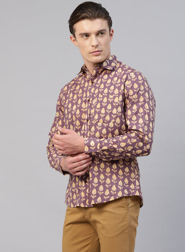 Purple Indian Prints Cotton Full Sleeve Shirt
