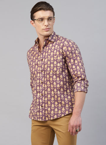 Purple Indian Prints Cotton Full Sleeve Shirt