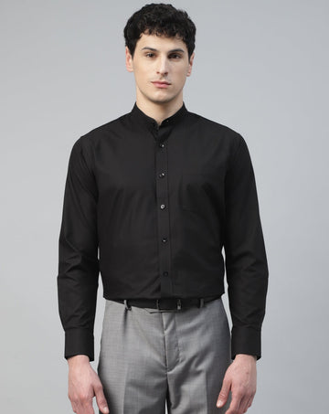 Black 100% Structured Evening Wear Shirt