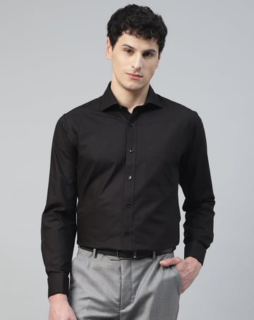 Black 100% Structured Cufflink Evening Wear Shirt
