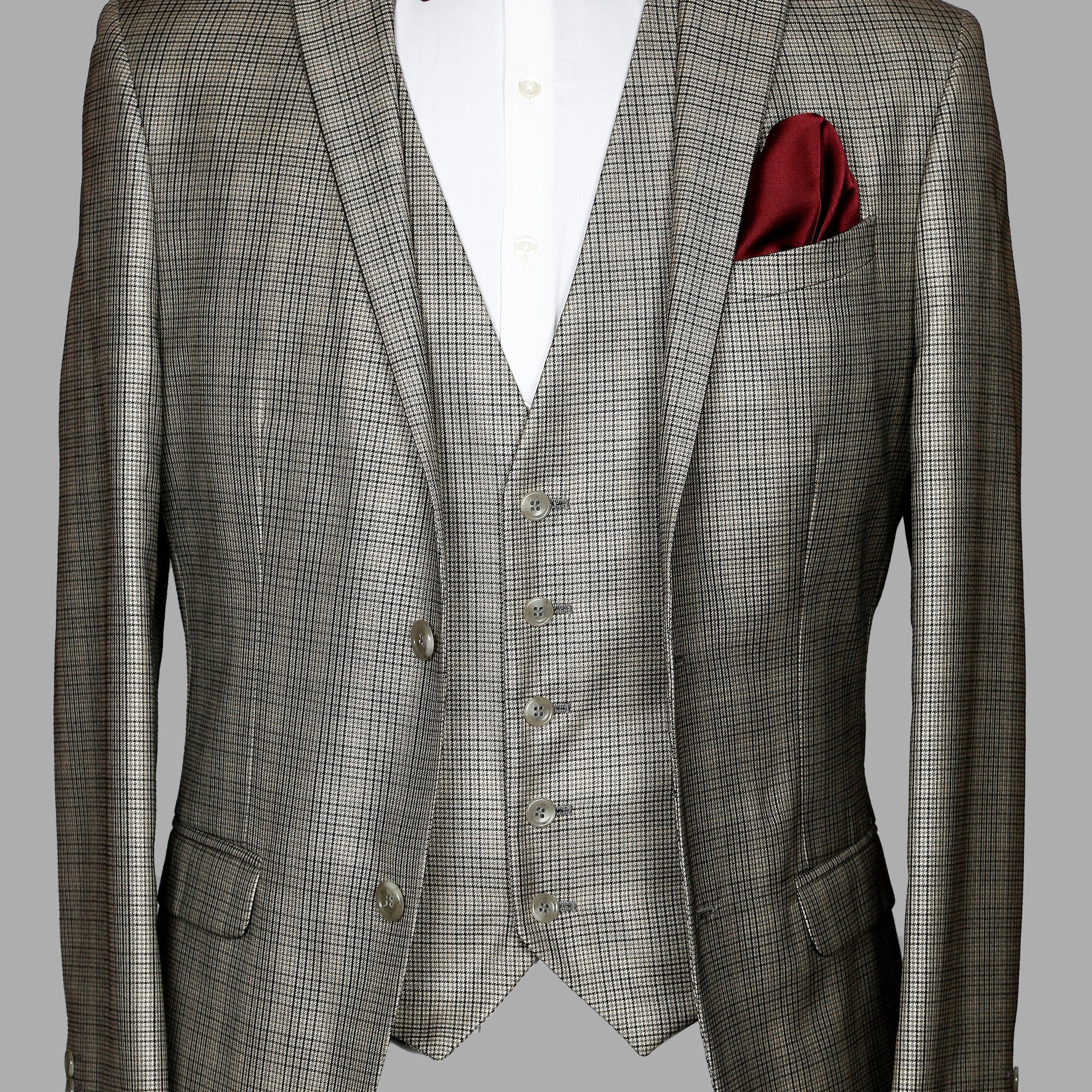 Beige Check Designer Suit