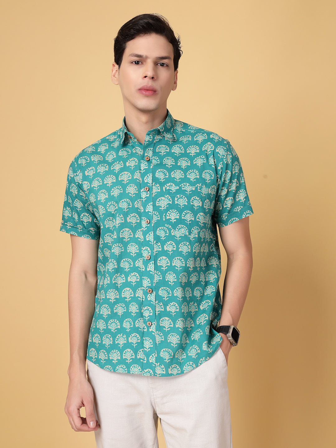 Teal Green 100% Cotton Shirt
