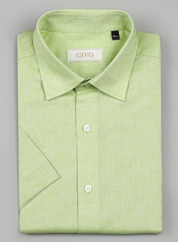 Green Linen Half Sleeve Shirt
