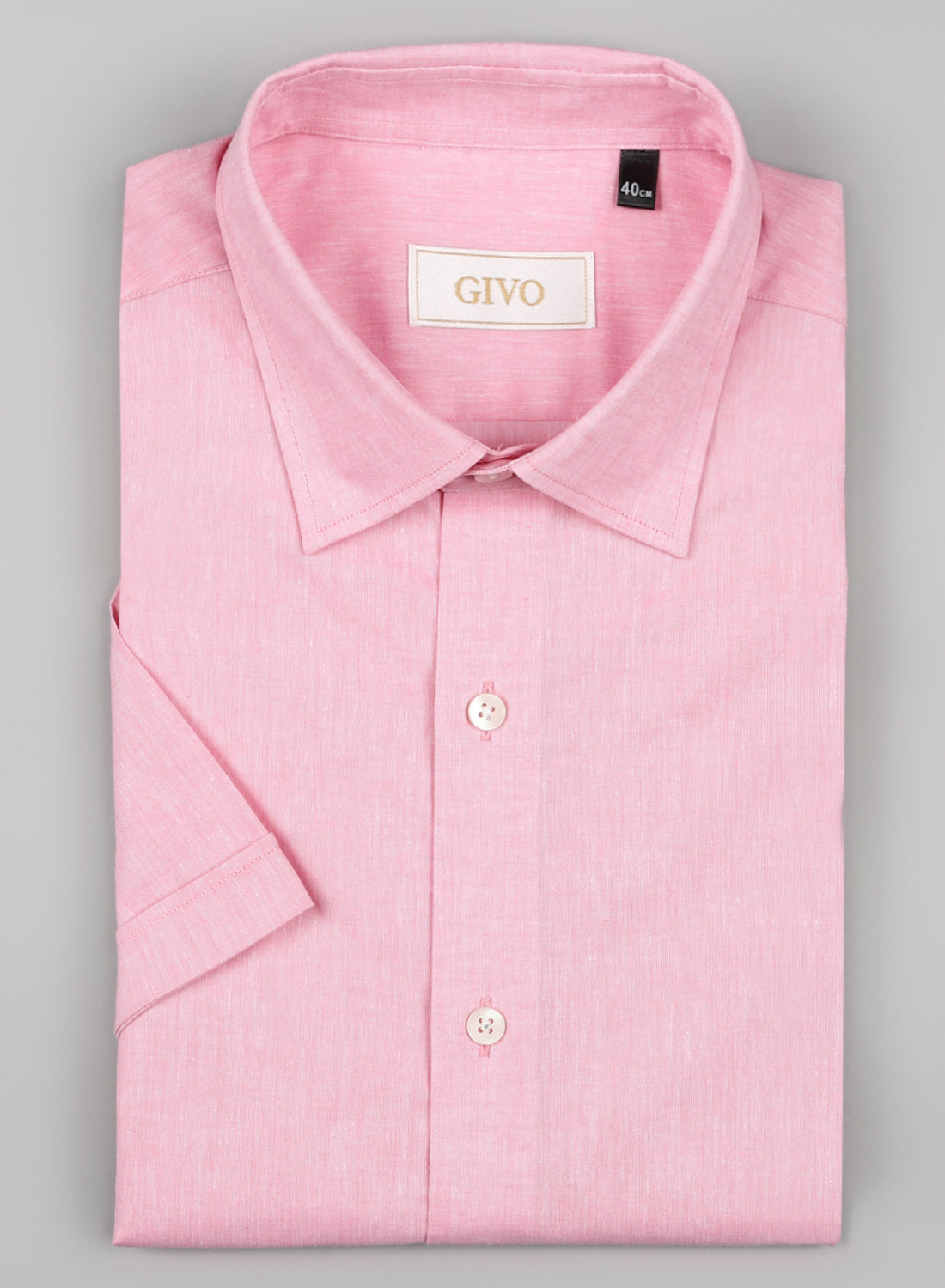 Pink Linen Solid Half Sleeve Shirt