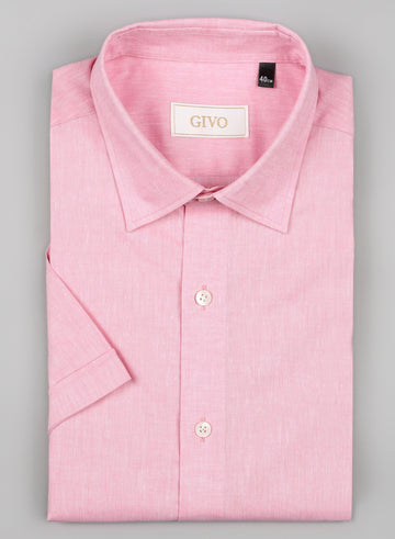 Pink Linen Half Sleeve Shirt