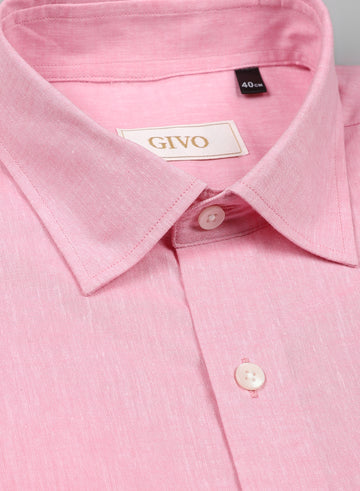 Pink Linen Half Sleeve Shirt