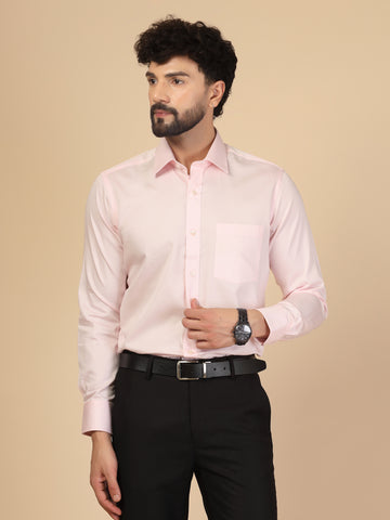 Pink 100% Cotton Solid Shirt