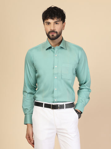 Aqua Marin Cotton Lycra Solid Shirt