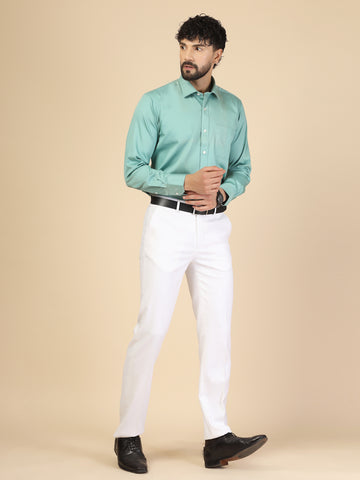 Aqua Marin Cotton Lycra Solid Shirt