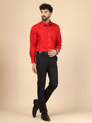 Red Cotton Solid Shirt