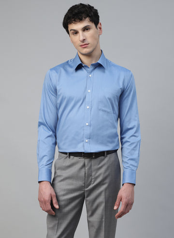 Light Blue 100% Cotton Solid Formal Shirt