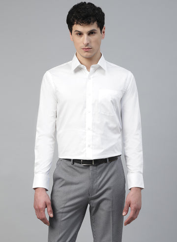 White 100% Cotton Solid Formal Shirt